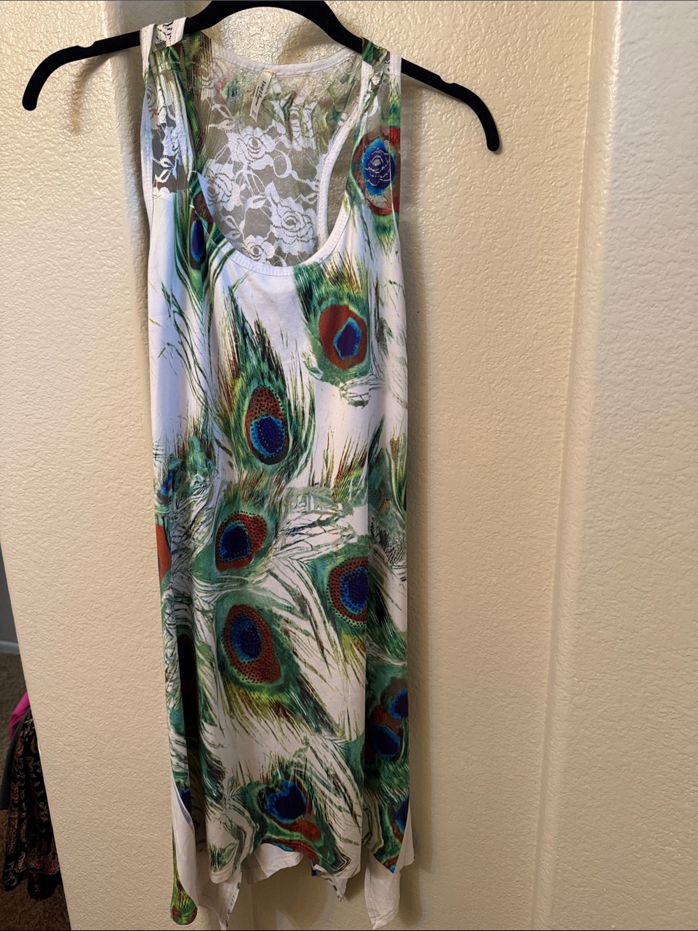 Peacock Print Sleeveless Maxi Dress - White/Green